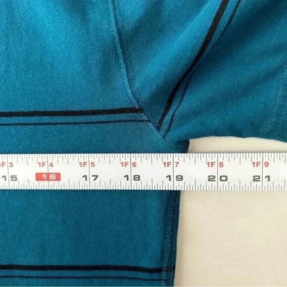 AdiXion Mens Polo Shirt Short Sleeves Green with Black Stripes Size Medium - Picture 11 of 13